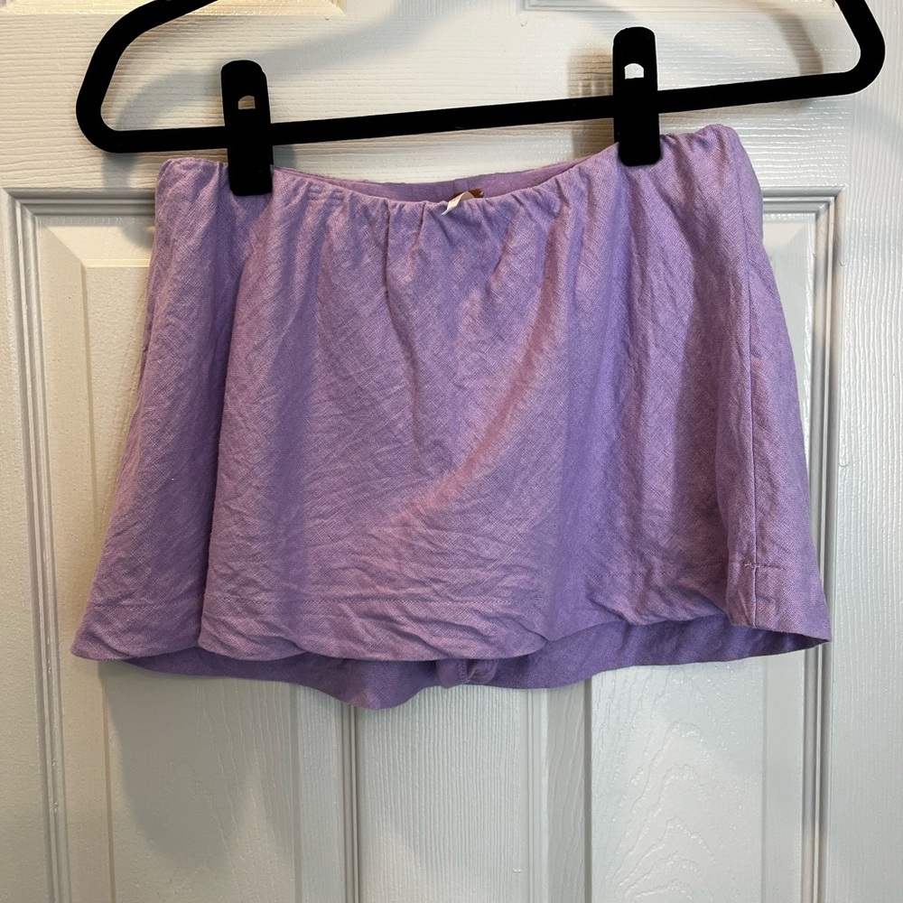 Free People Lavender Little Micro Mini Cotton-Linen Skort